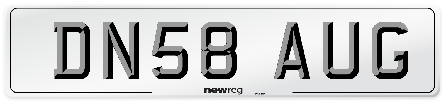 DN58 AUG Number Plate from New Reg